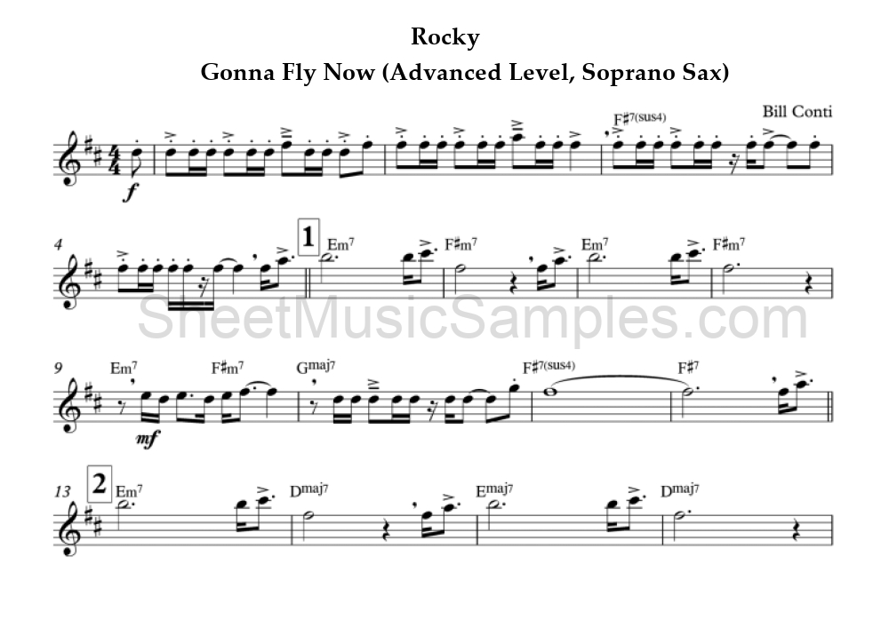 Rocky - Gonna Fly Now (Advanced Level, Soprano Sax)