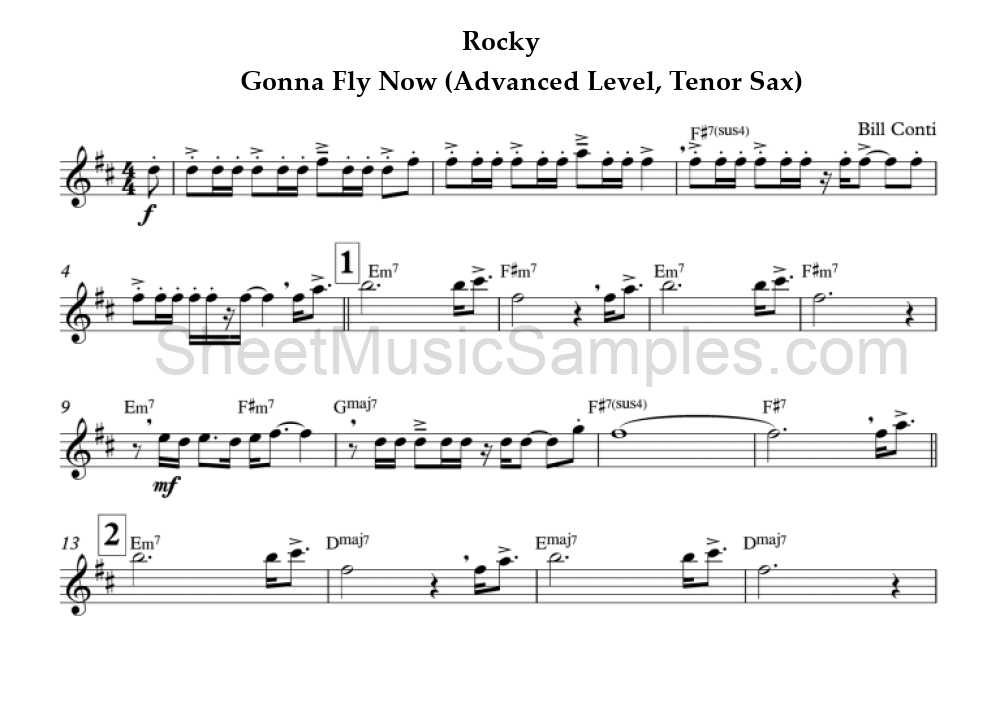 Rocky - Gonna Fly Now (Advanced Level, Tenor Sax)