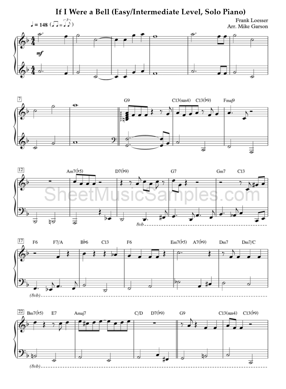 If I Were a Bell (Easy/Intermediate Level, Solo Piano)