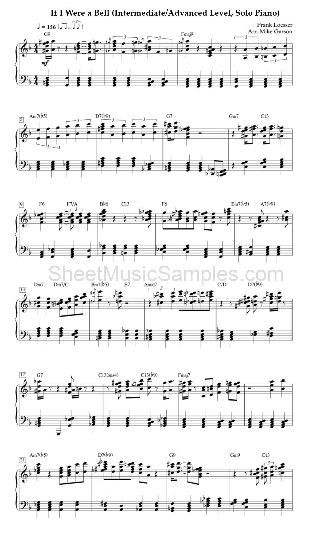 If I Were a Bell (Intermediate/Advanced Level, Solo Piano)