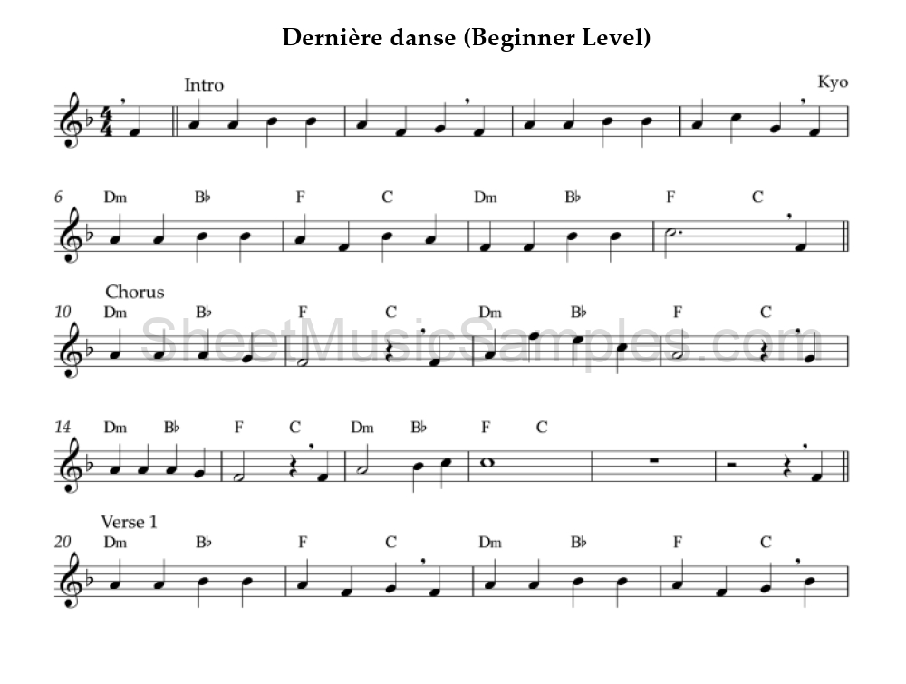 Dernière danse (Beginner Level)