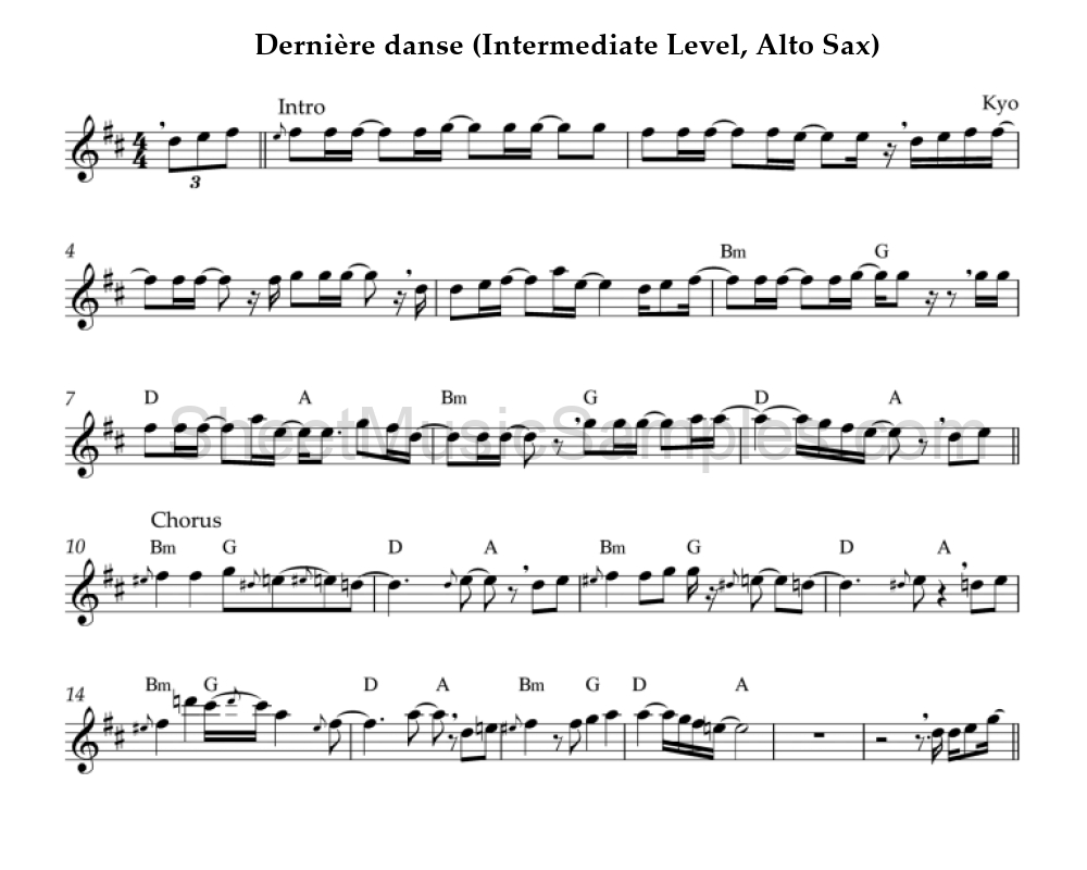 Dernière danse (Intermediate Level, Alto Sax)