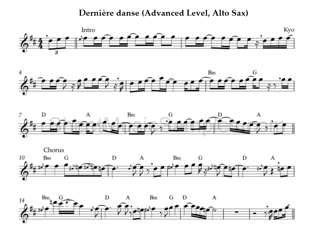 Dernière danse (Advanced Level, Alto Sax)