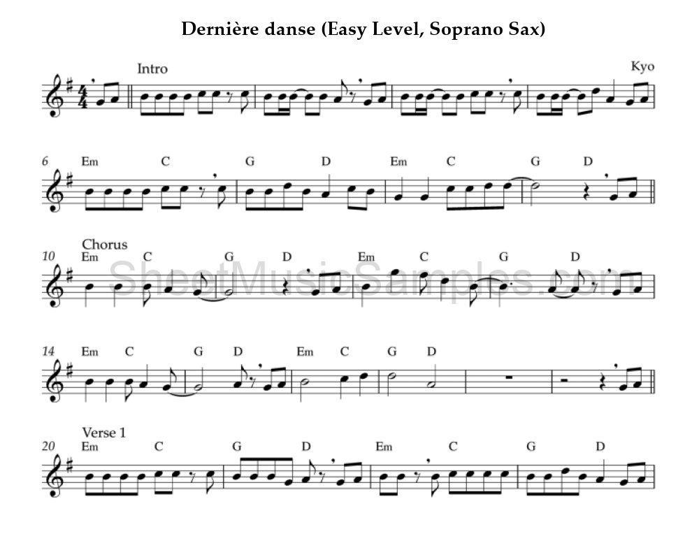 Dernière danse (Easy Level, Soprano Sax)