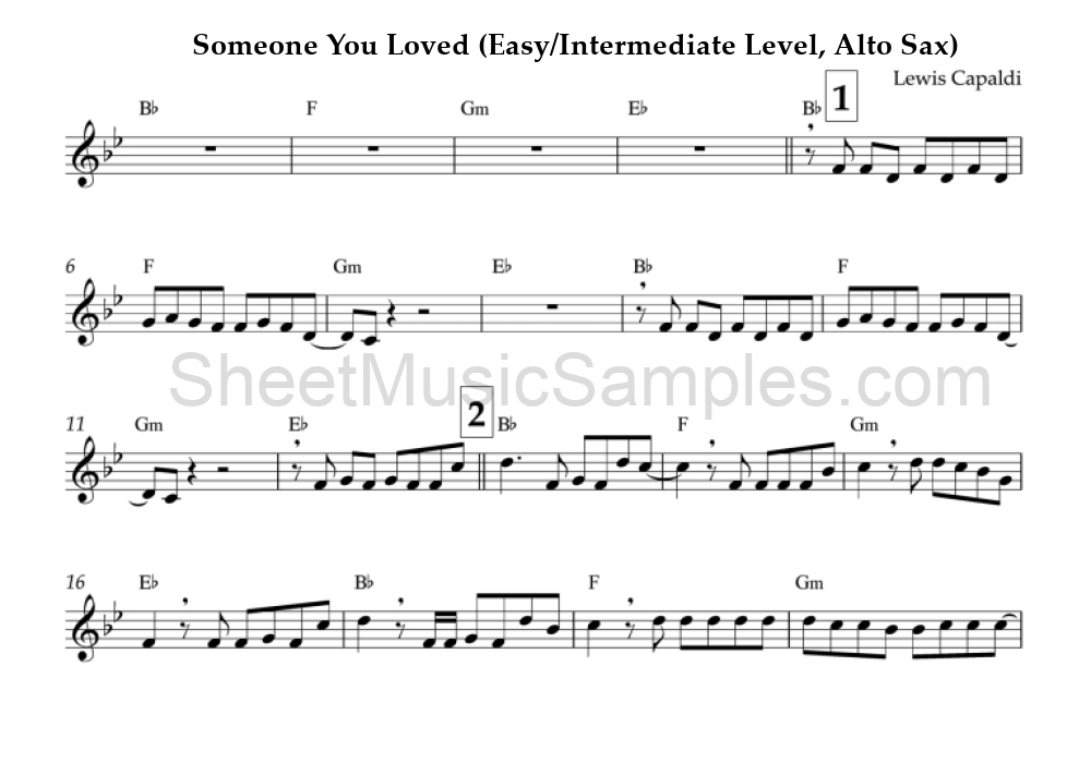 Someone You Loved (Easy/Intermediate Level, Alto Sax)