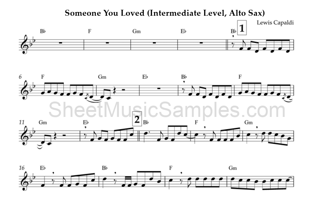 Someone You Loved (Intermediate Level, Alto Sax)