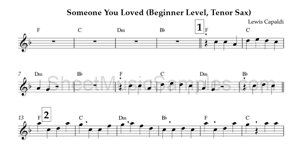 Someone You Loved (Beginner Level, Tenor Sax)