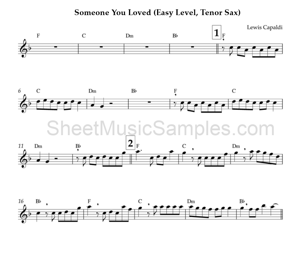 Someone You Loved (Easy Level, Tenor Sax)