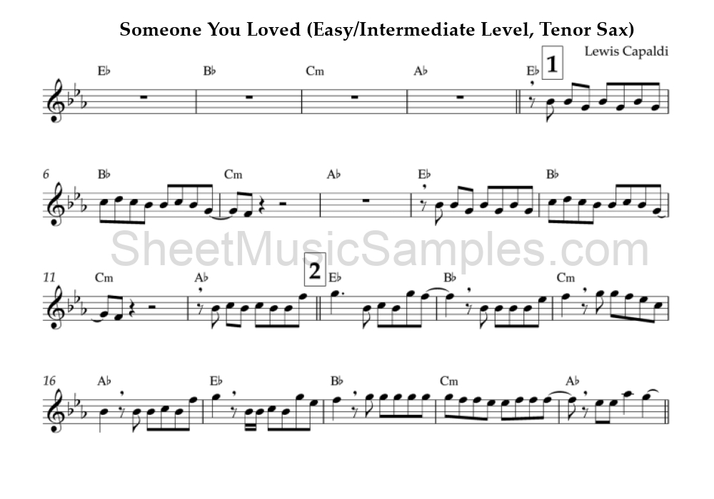 Someone You Loved (Easy/Intermediate Level, Tenor Sax)