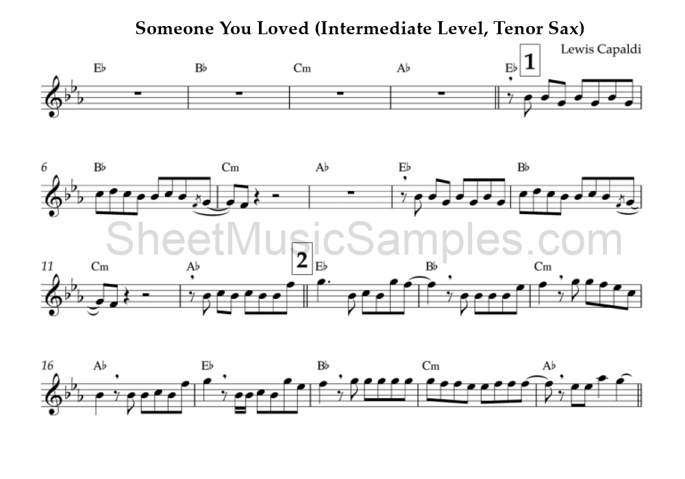 Someone You Loved (Intermediate Level, Tenor Sax)