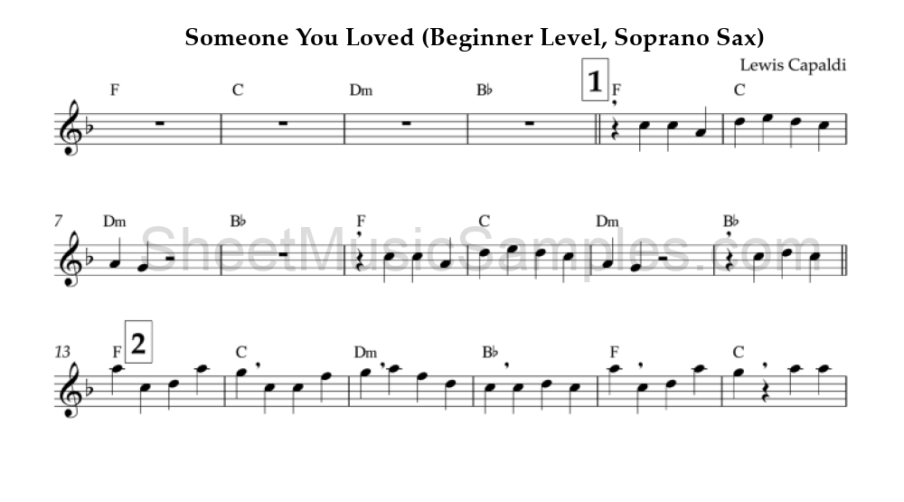 Someone You Loved (Beginner Level, Soprano Sax)