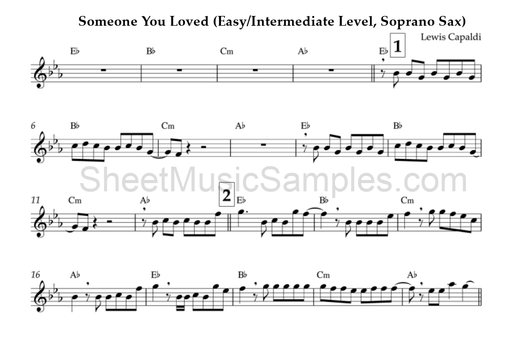 Someone You Loved (Easy/Intermediate Level, Soprano Sax)