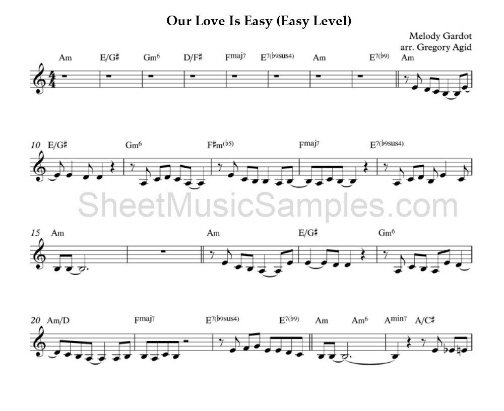 Our Love Is Easy (Easy Level)