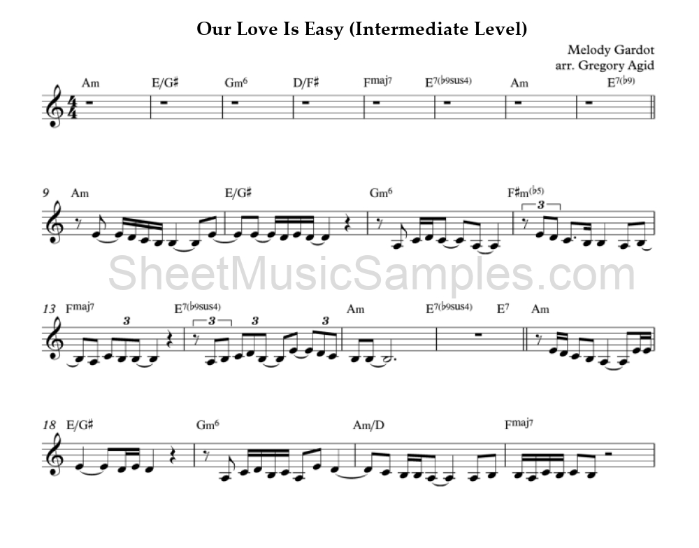 Our Love Is Easy (Intermediate Level)