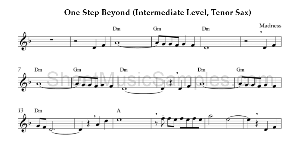 One Step Beyond (Intermediate Level, Tenor Sax)