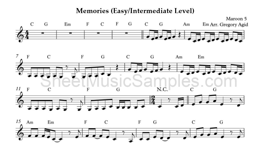 Memories (Easy/Intermediate Level)