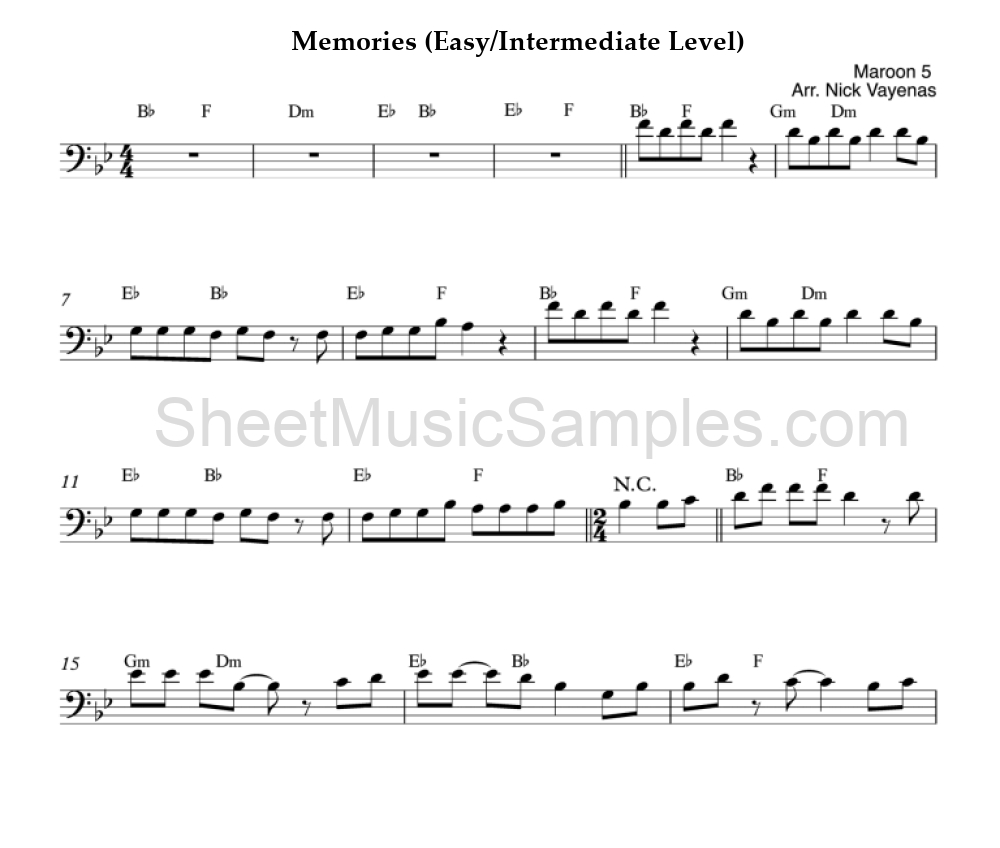 Memories (Easy/Intermediate Level)