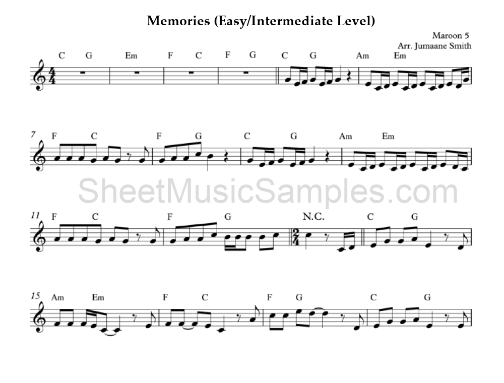 Memories (Easy/Intermediate Level)