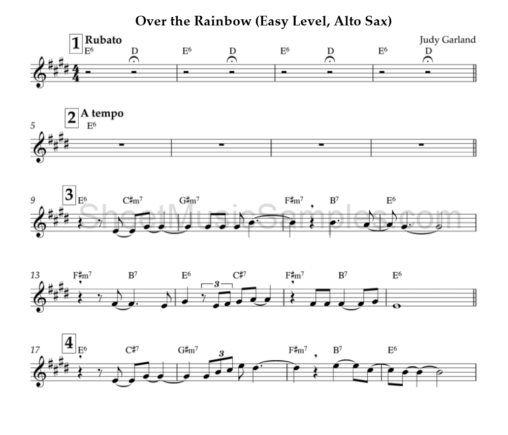 Over the Rainbow (Easy Level, Alto Sax)