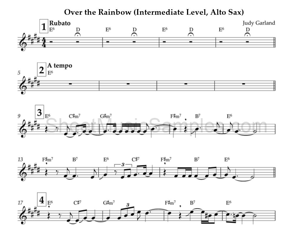 Over the Rainbow (Intermediate Level, Alto Sax)