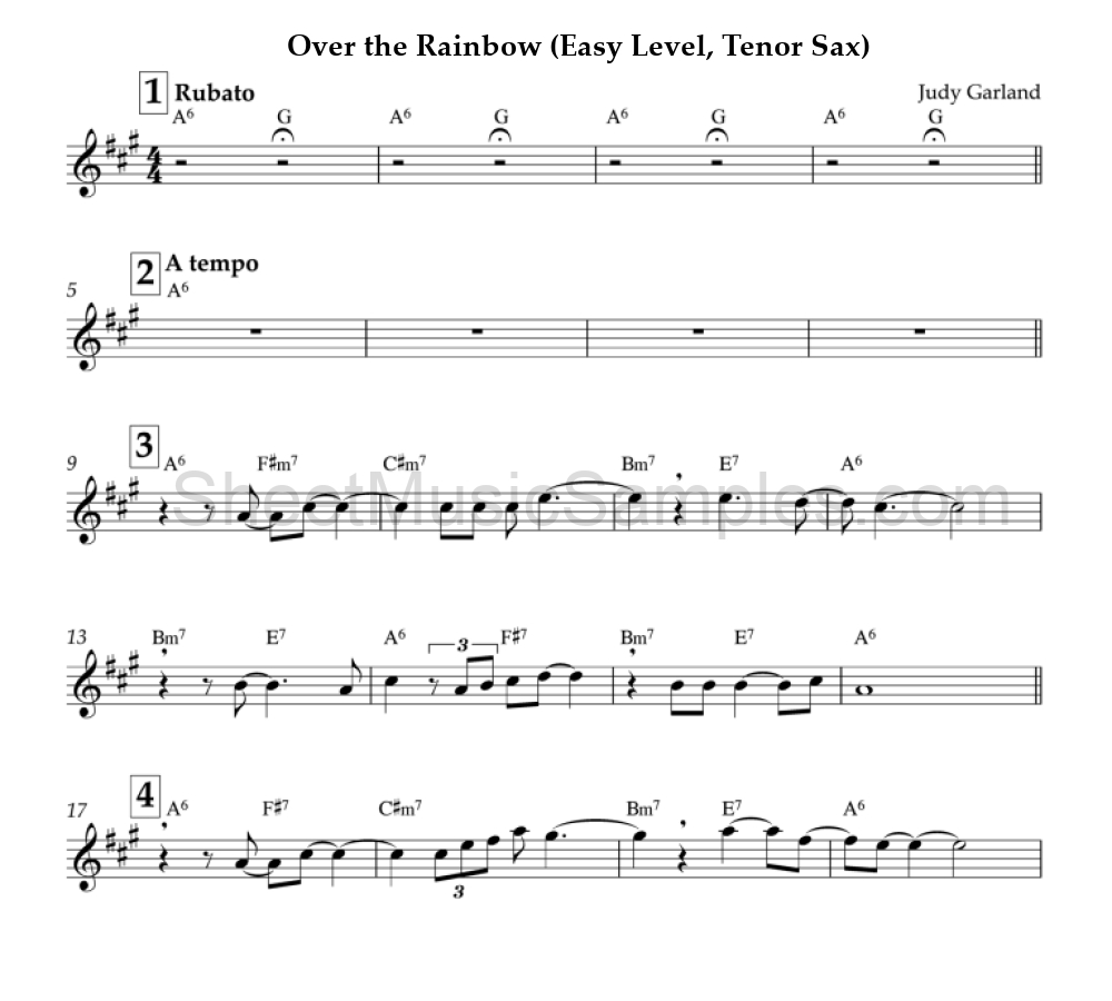 Over the Rainbow (Easy Level, Tenor Sax)