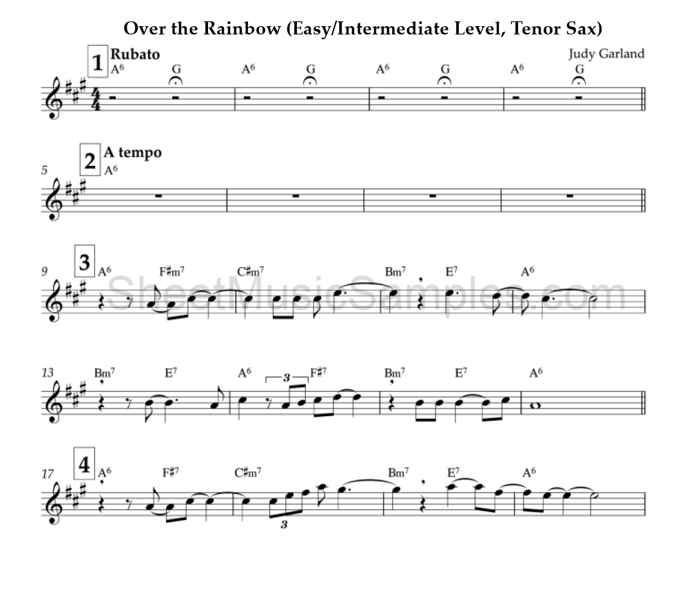 Over the Rainbow (Easy/Intermediate Level, Tenor Sax)