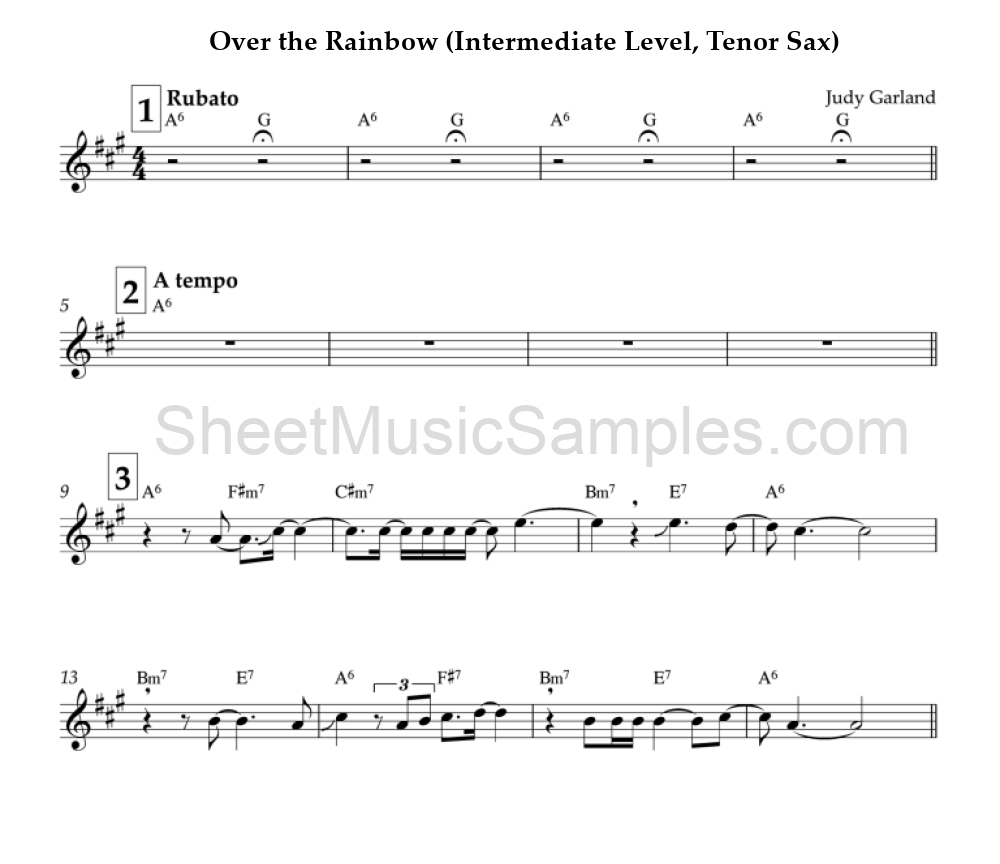 Over the Rainbow (Intermediate Level, Tenor Sax)