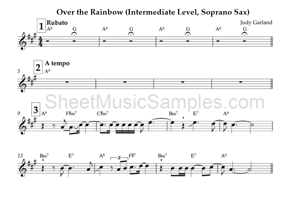 Over the Rainbow (Intermediate Level, Soprano Sax)