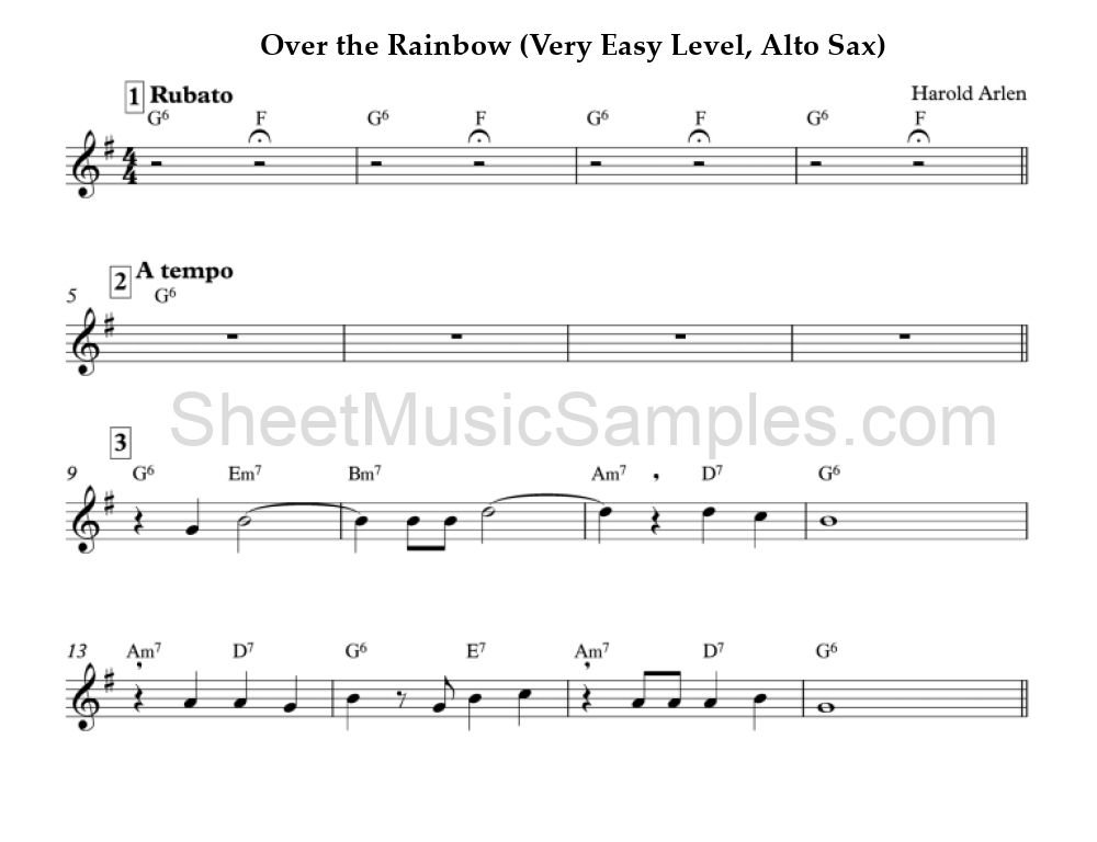 Over the Rainbow (Very Easy Level, Alto Sax)