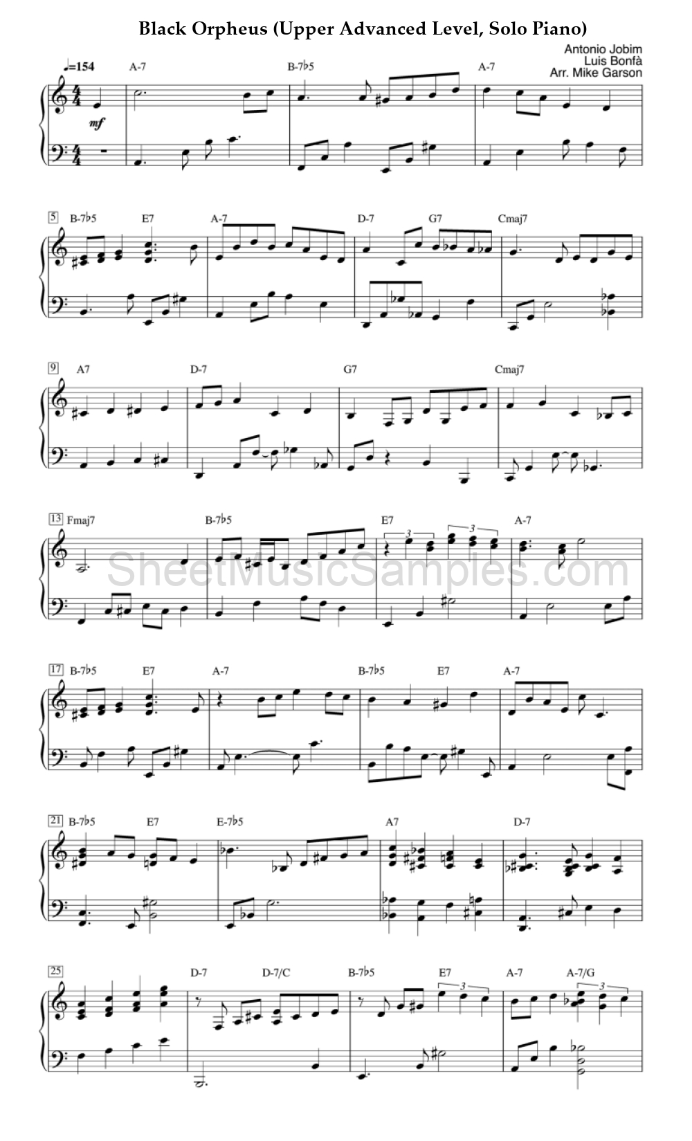 Black Orpheus (Upper Advanced Level, Solo Piano)