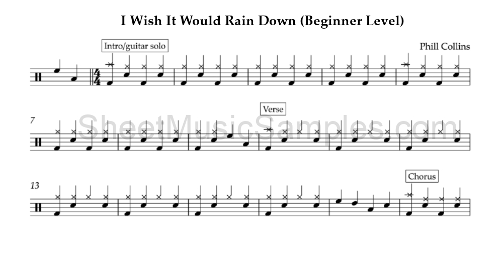 I Wish It Would Rain Down (Beginner Level)