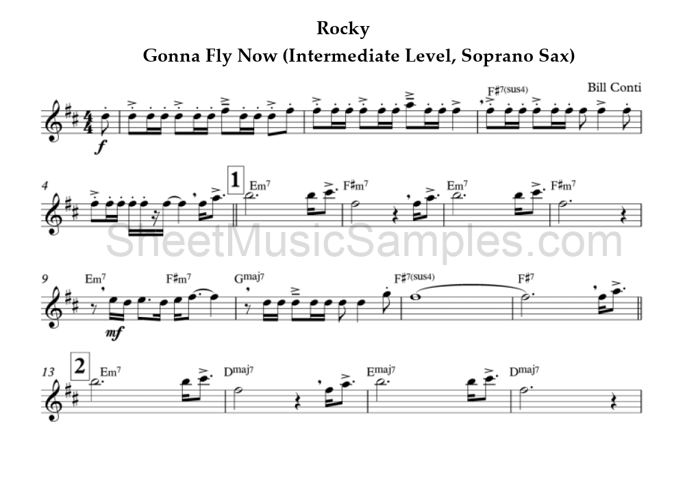 Rocky - Gonna Fly Now (Intermediate Level, Soprano Sax)