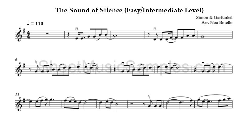 The Sound of Silence (Easy/Intermediate Level)