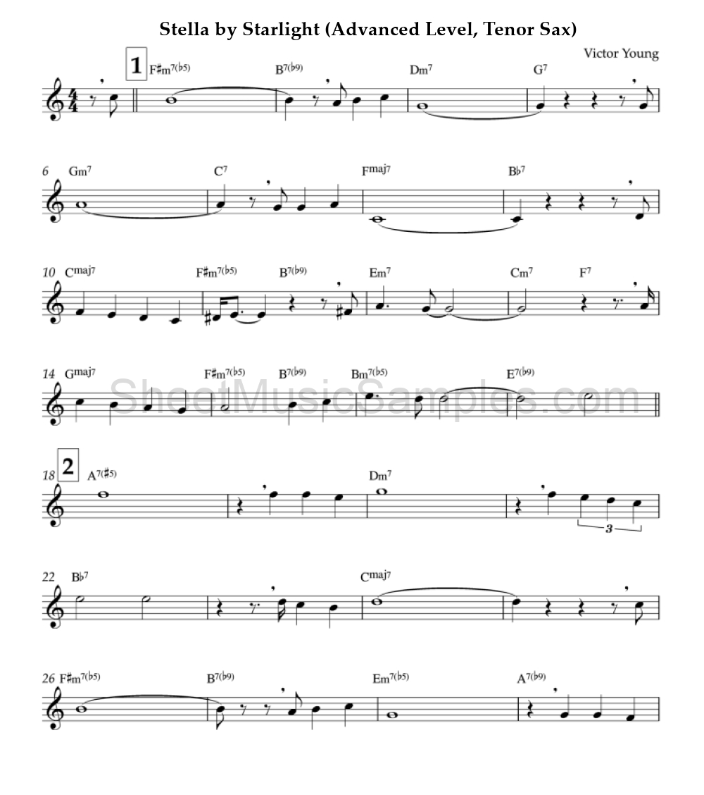 Stella by Starlight (Advanced Level, Tenor Sax)