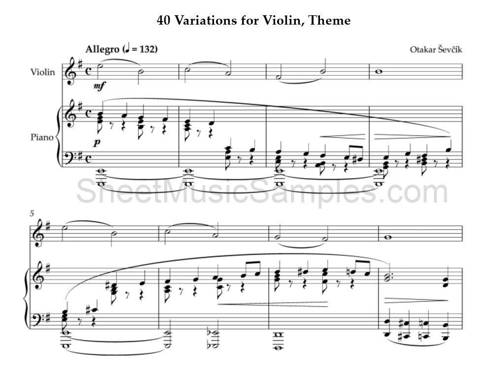 40 Variations for Violin, Theme