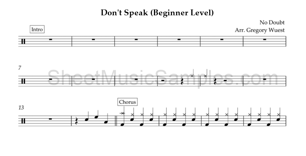 Don't Speak (Beginner Level)