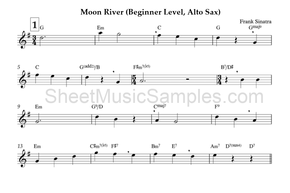 Moon River (Beginner Level, Alto Sax)