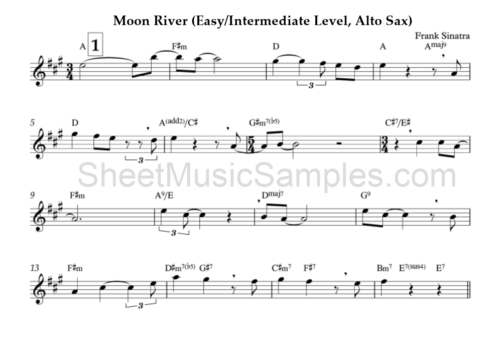 Moon River (Easy/Intermediate Level, Alto Sax)