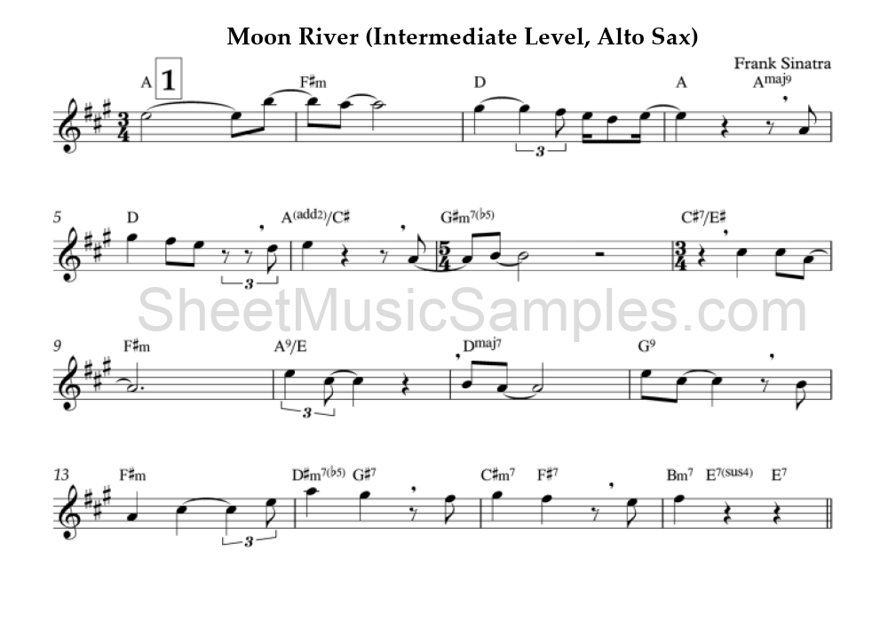 Moon River (Intermediate Level, Alto Sax)