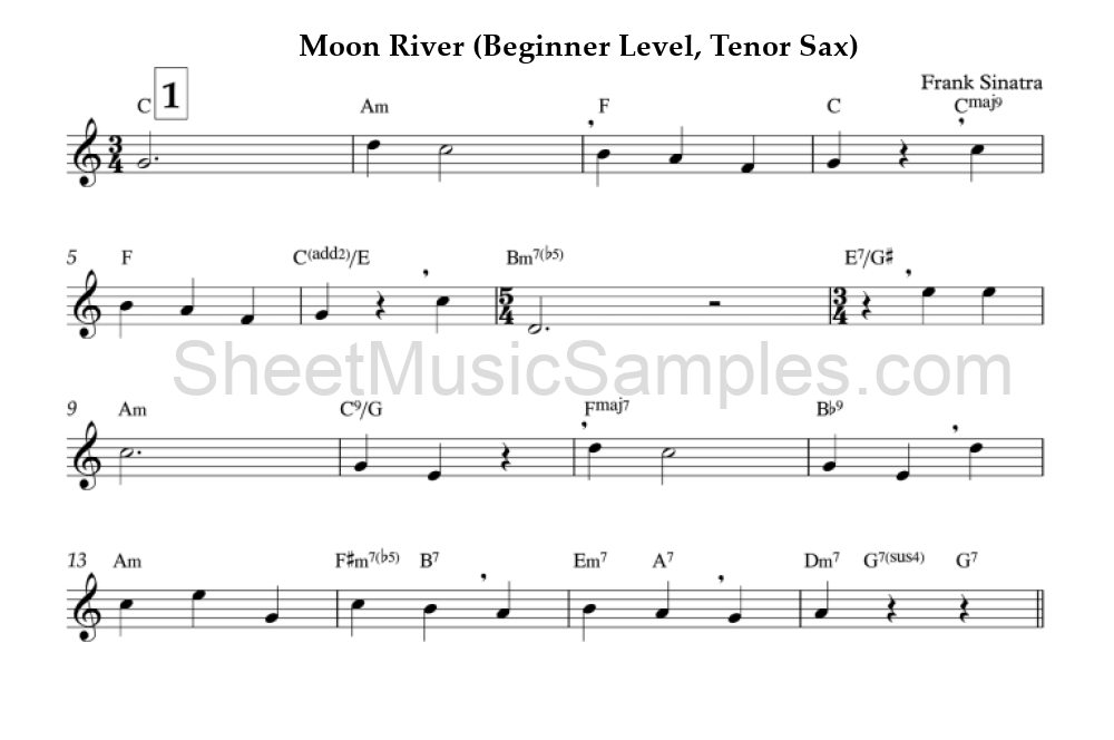 Moon River (Beginner Level, Tenor Sax)