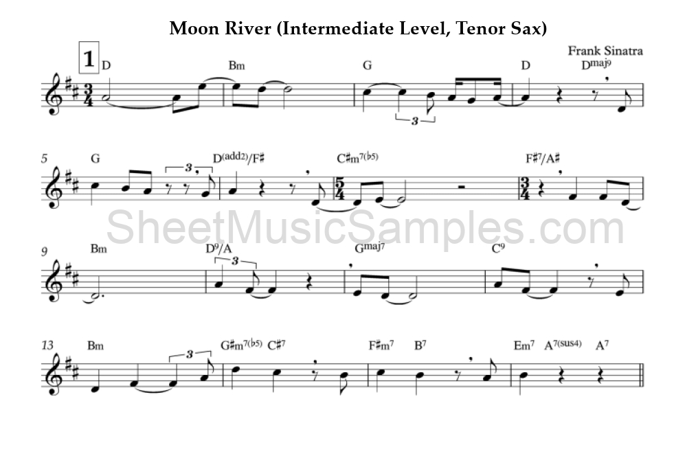 Moon River (Intermediate Level, Tenor Sax)