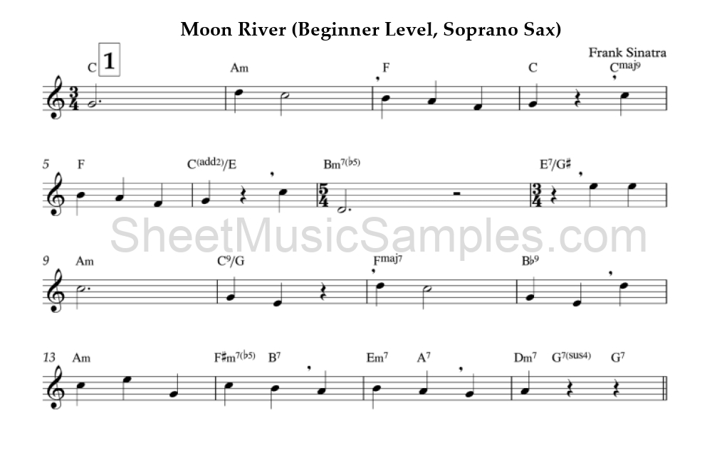 Moon River (Beginner Level, Soprano Sax)