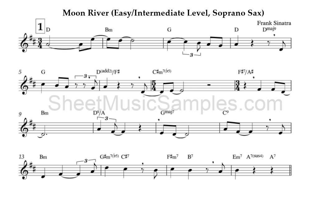 Moon River (Easy/Intermediate Level, Soprano Sax)