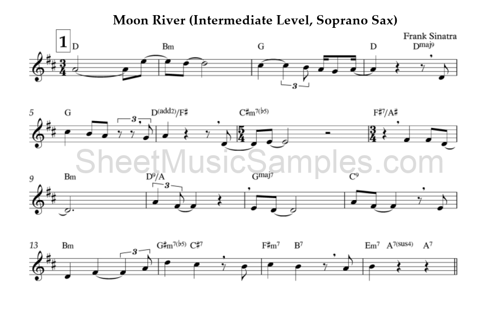 Moon River (Intermediate Level, Soprano Sax)