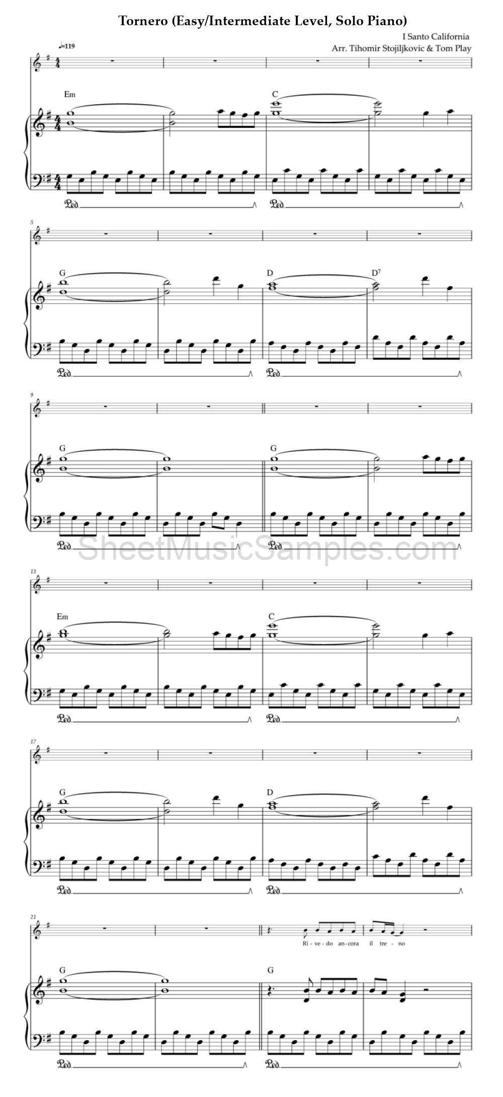 Tornero (Easy/Intermediate Level, Solo Piano)