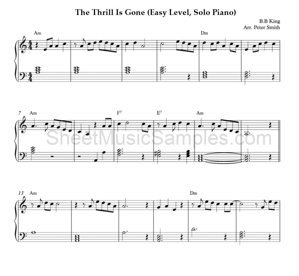 The Thrill Is Gone (Easy Level, Solo Piano)