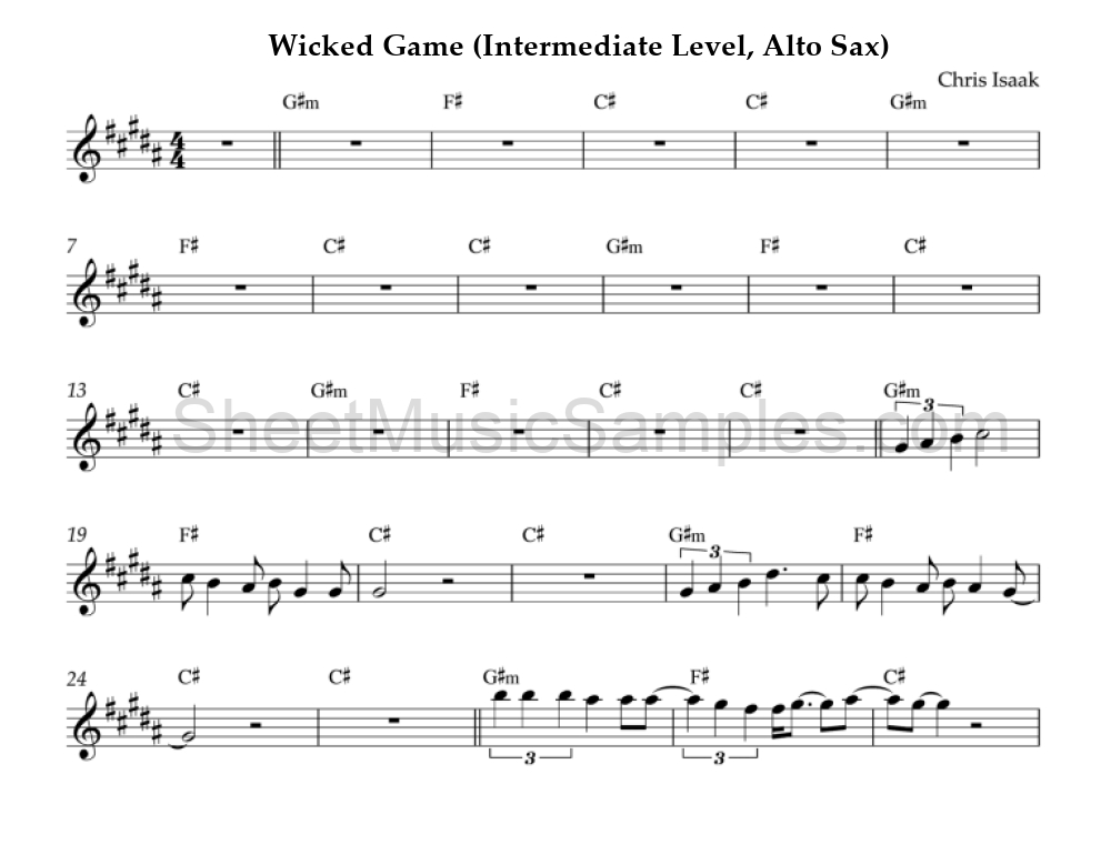 Wicked Game (Intermediate Level, Alto Sax)