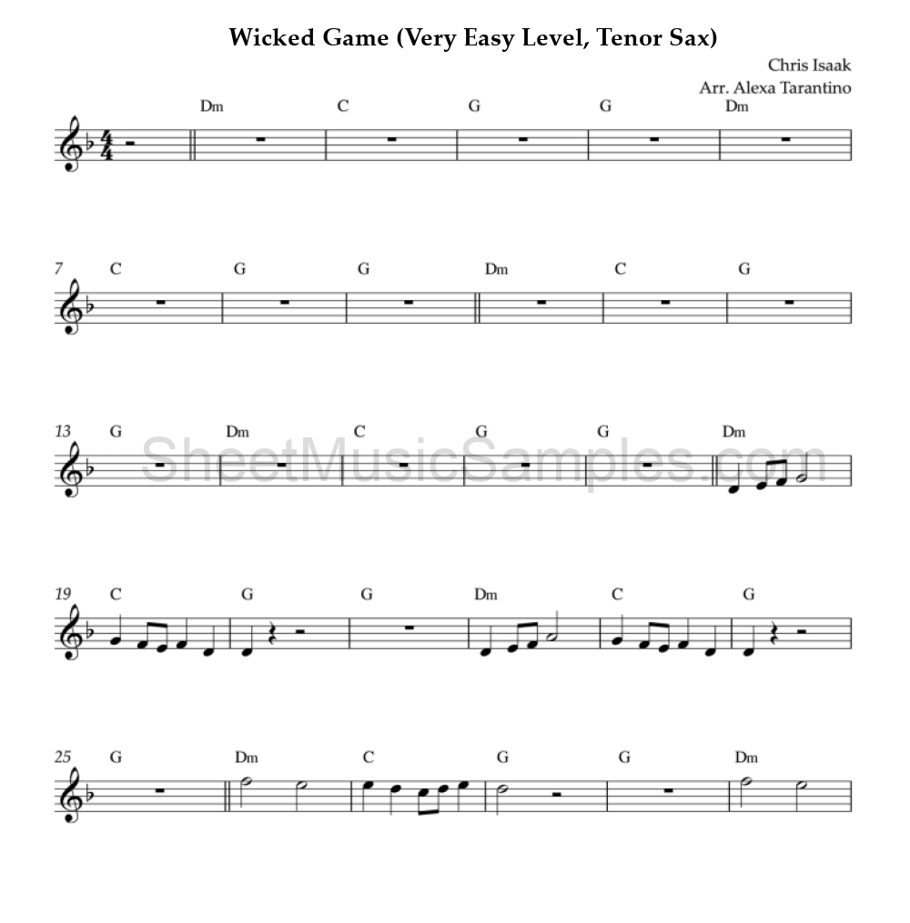 Wicked Game (Very Easy Level, Tenor Sax)