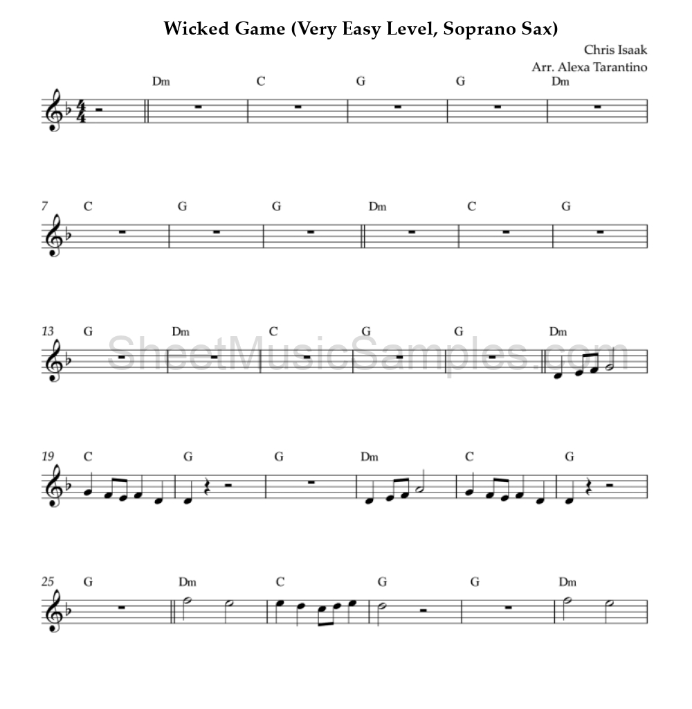 Wicked Game (Very Easy Level, Soprano Sax)