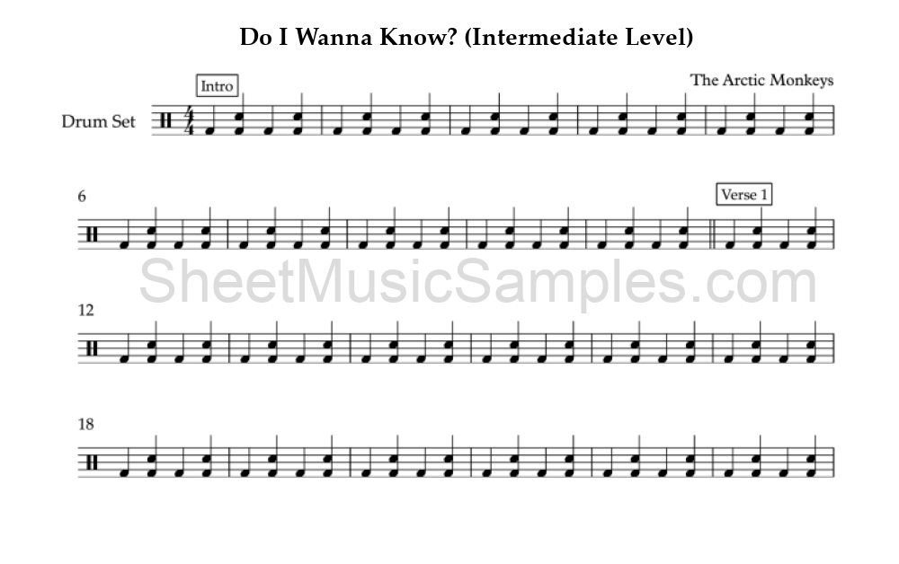 Do I Wanna Know? (Intermediate Level)